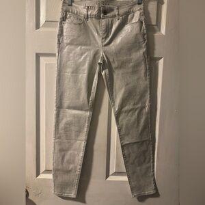 WHBM Women's Silver Jeans Shimmer Skinny 2 Holiday Party Pants